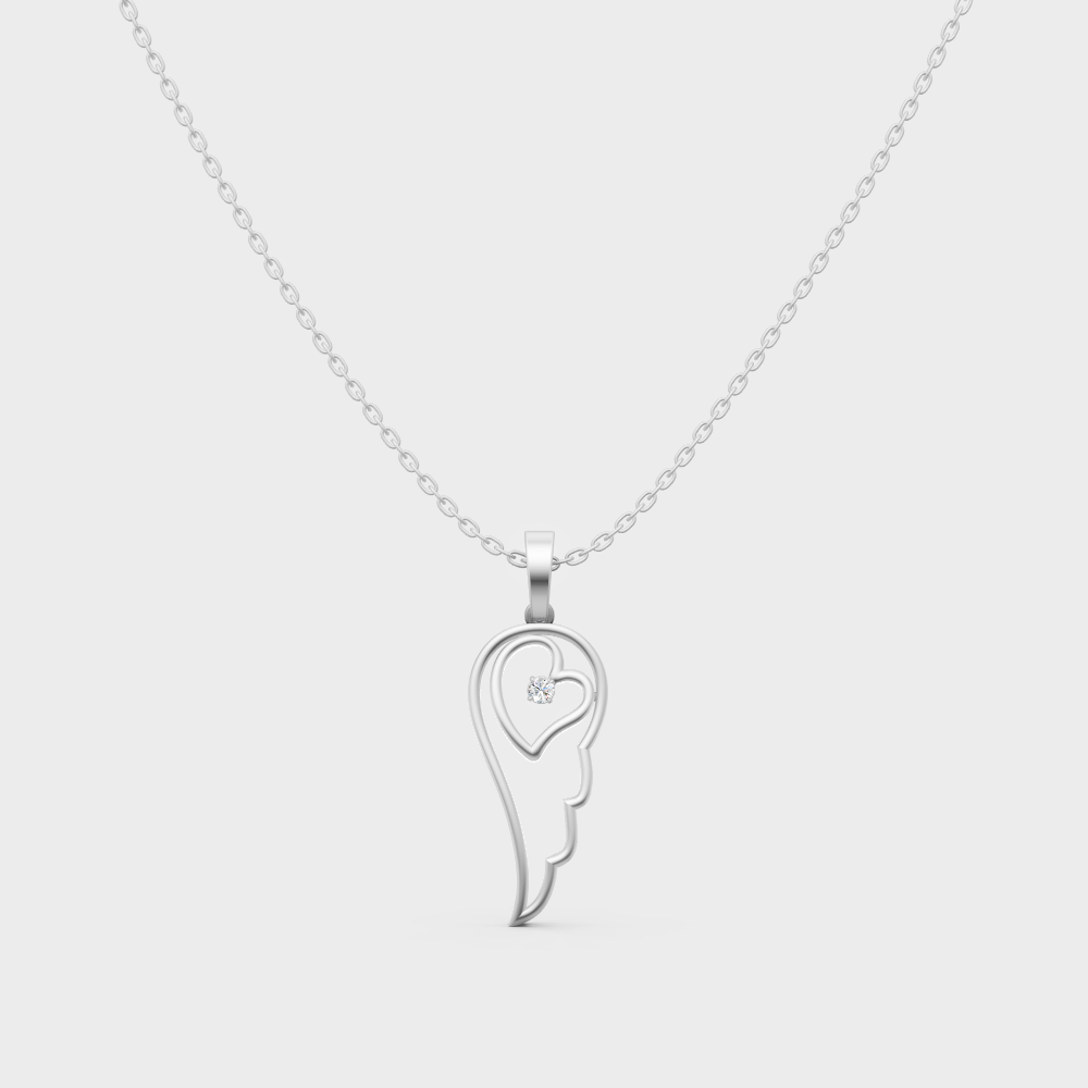 0.045 Ct Round Lab-Grown Diamond Pendant With Chain In White Gold